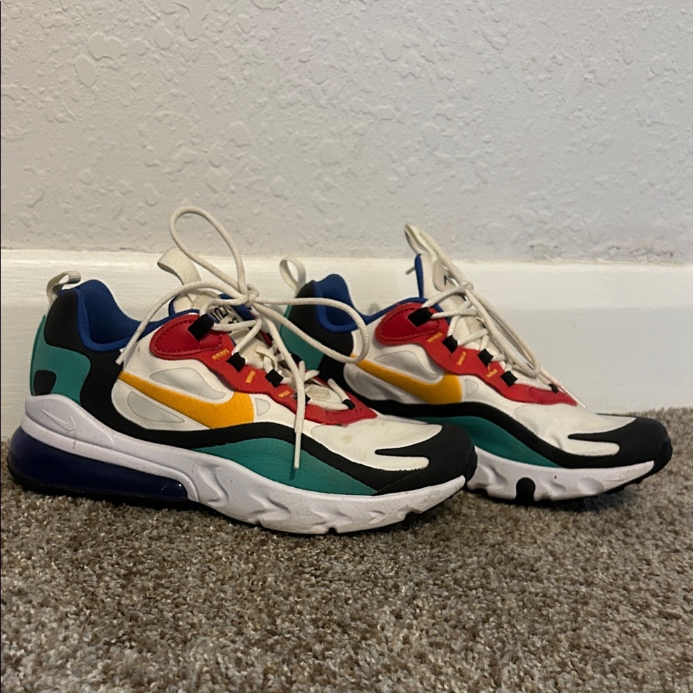 Multicolor Kids Athletic Sneakers - White, Yellow & Teal